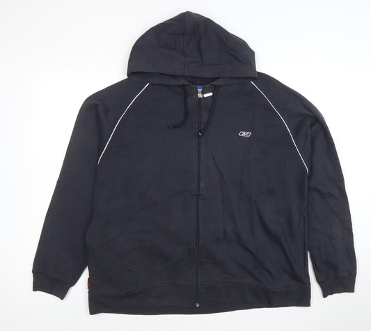 Reebok Men’s Black Full Zip Hoodie L Sportswear Sweatshirt