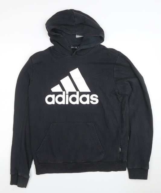 Adidas Men's Black Pullover Hoodie Fleece Medium Regular Fit