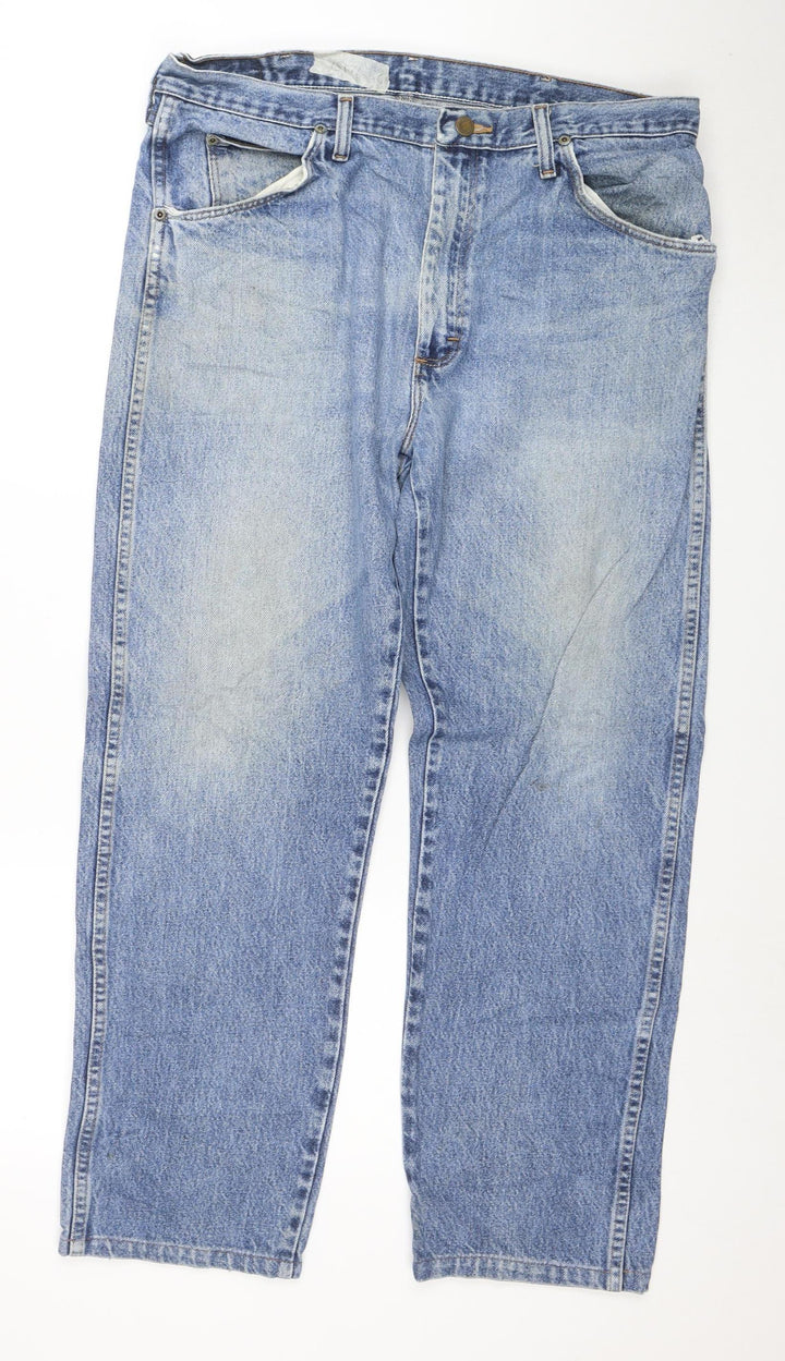 Wrangler Men Blue 36x30 Regular Fit Straight Denim Jeans