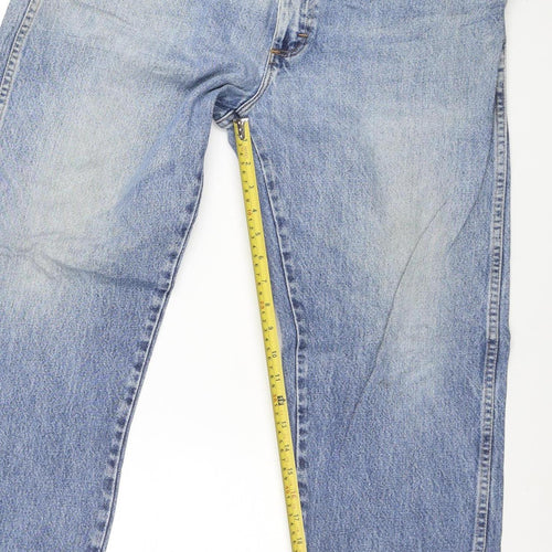 Wrangler Men Blue 36x30 Regular Fit Straight Denim Jeans
