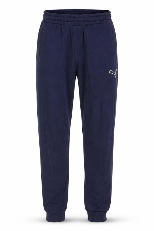 Front view of Puma Men's Blue Jogger Trousers, size S, Elastic Waist Activewear
