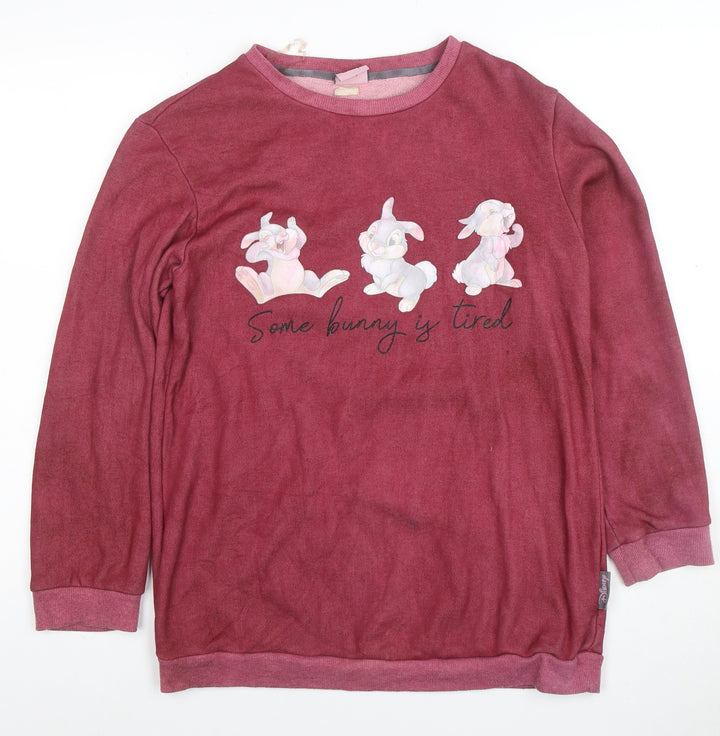 Disney Women XS Red Pullover Sweatshirt Thumper Some Bunny Is Tired