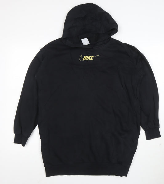 Nike Women Black Long Sleeve Pullover Hoodie L Cotton Blend