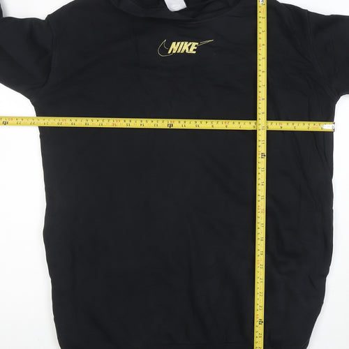 Nike Women Black Long Sleeve Pullover Hoodie L Cotton Blend
