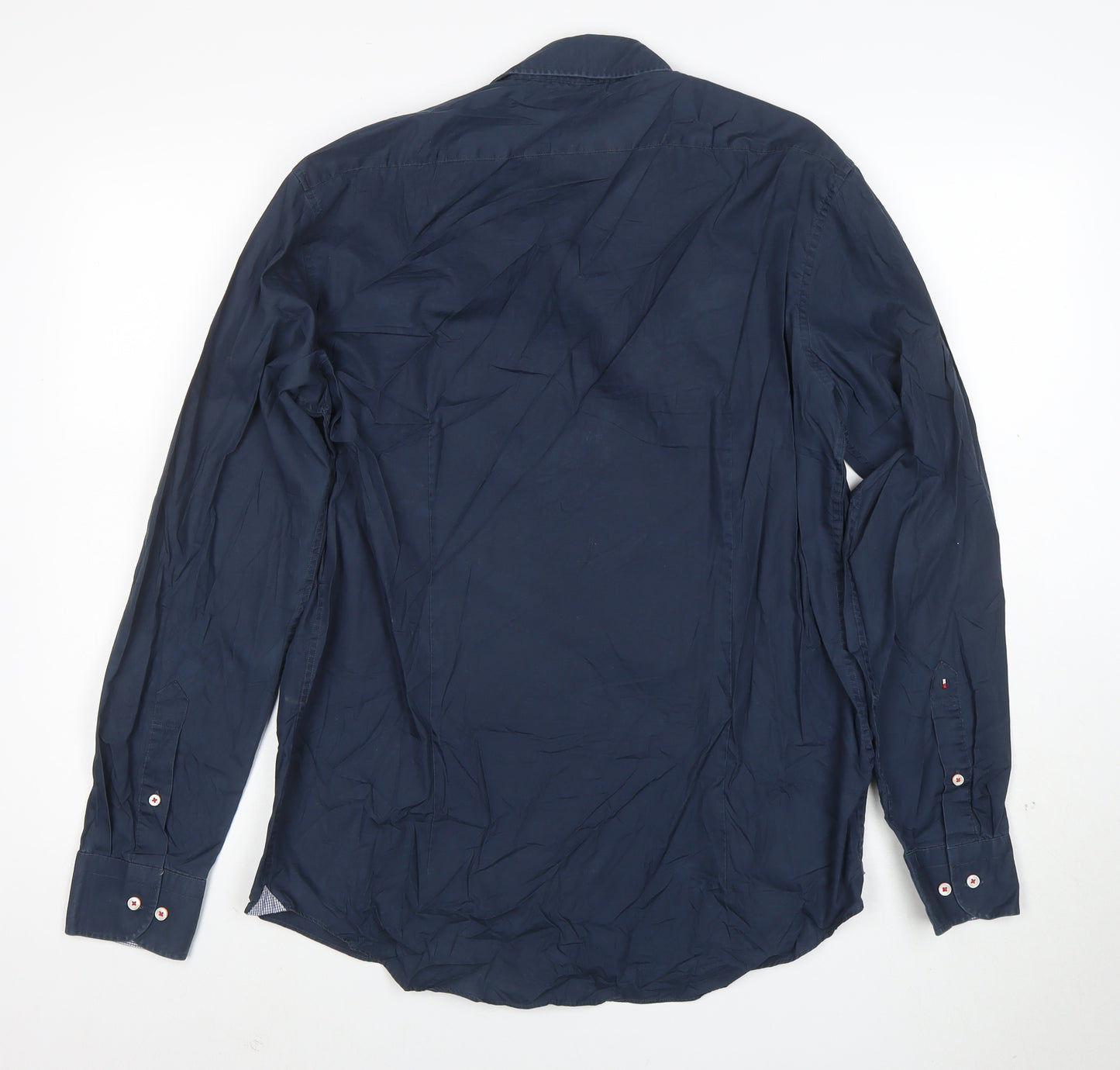 Tommy Hilfiger Men's Blue Slim Fit Long Sleeve Button-Up Shirt 15.5