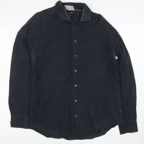 Tommy Hilfiger Men's Navy Slim Fit Button-Up Shirt Size 42 16.5