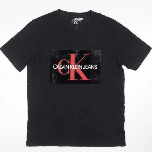 Calvin Klein Jeans Mens Black XL Logo Crew Neck Cotton T-Shirt