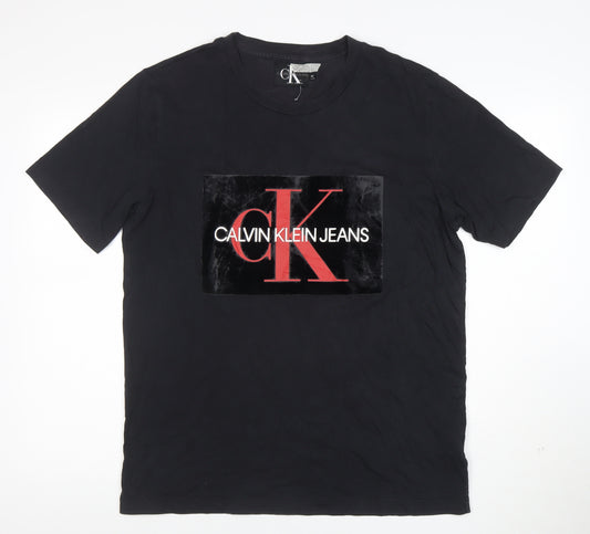 Calvin Klein Jeans Mens Black XL Logo Crew Neck Cotton T-Shirt