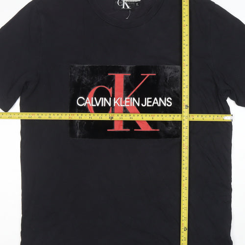 Calvin Klein Jeans Mens Black XL Logo Crew Neck Cotton T-Shirt
