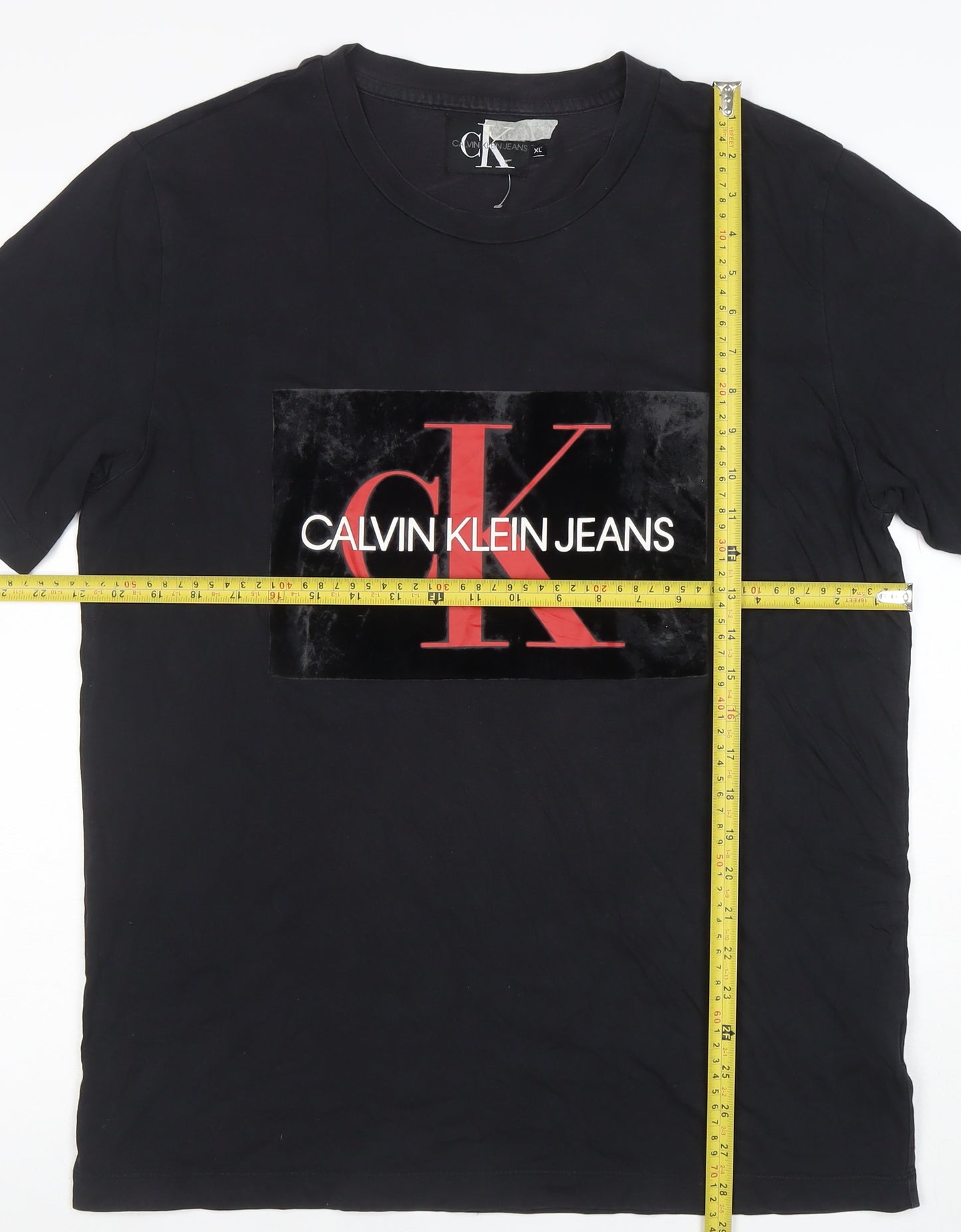 Calvin Klein Jeans Mens Black XL Logo Crew Neck Cotton T-Shirt