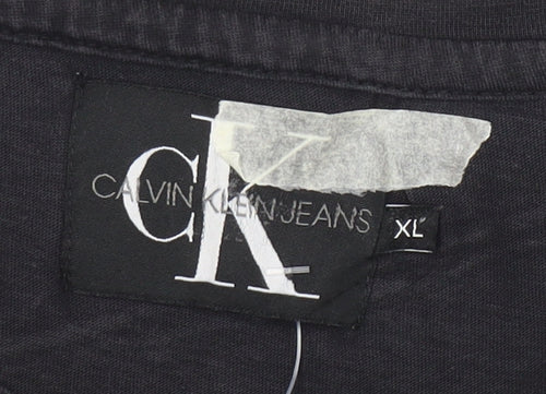 Calvin Klein Jeans Mens Black XL Logo Crew Neck Cotton T-Shirt