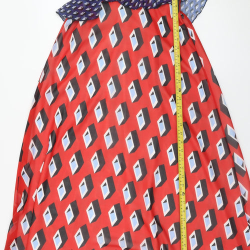 Twisted Wunder Women's Red Geometric Midi A-Line Dress Size 8