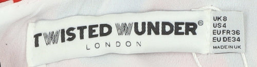 Twisted Wunder Women's Red Geometric Midi A-Line Dress Size 8