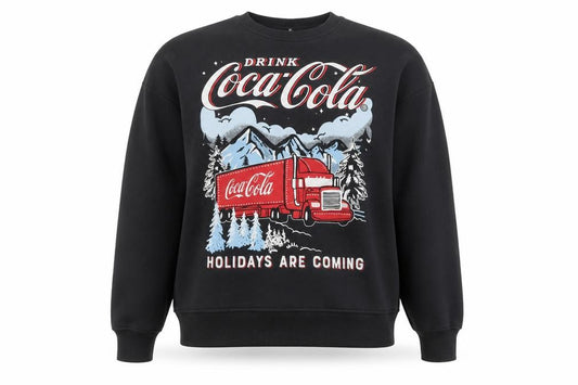 Front view of Primark Coca-Cola Black Christmas Sweatshirt Women’s Small 10/12