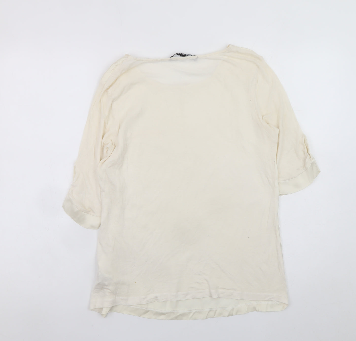 Zara Woman Ivory Silk Blend 3/4 Sleeve Blouse Size S