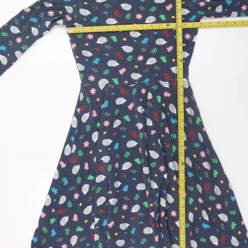 Frugi Women Blue Animal Print Fit & Flare Dress UK 10