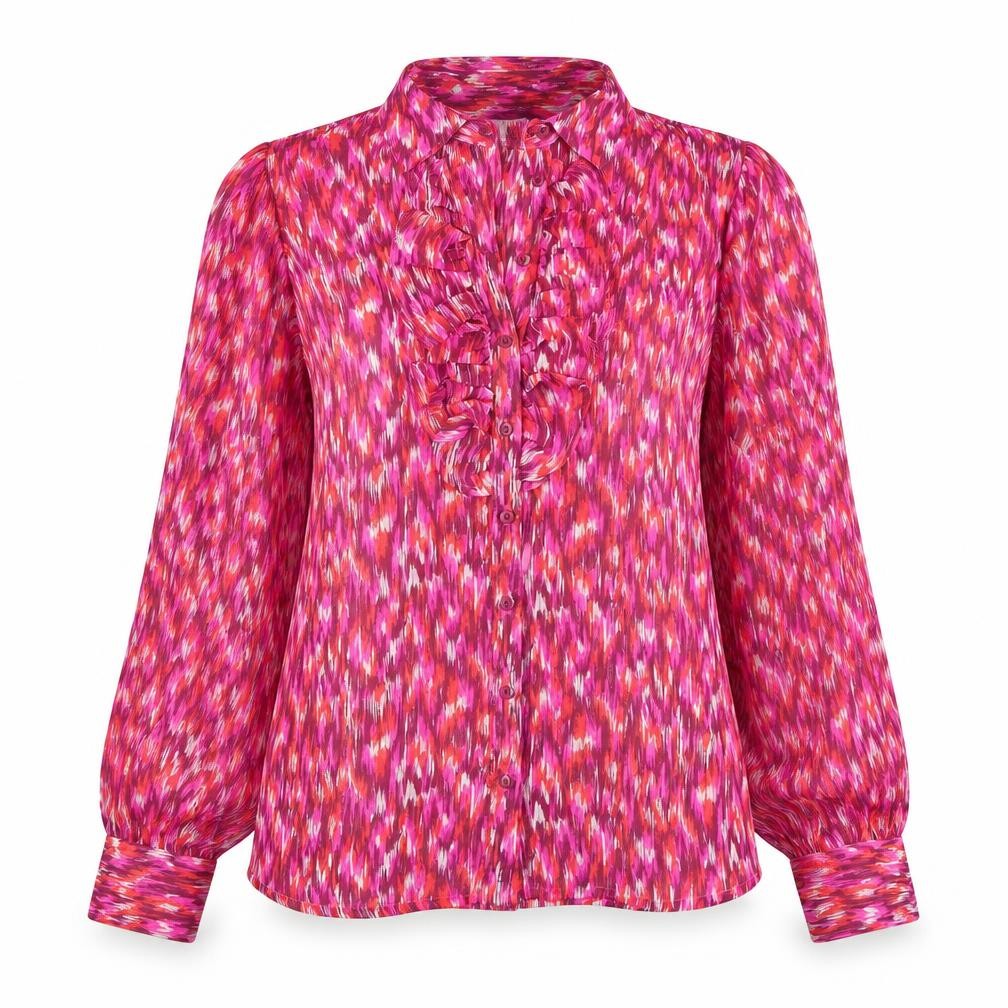 Front view of Savida Women's Multicoloured Ruffle Blouse, size 10