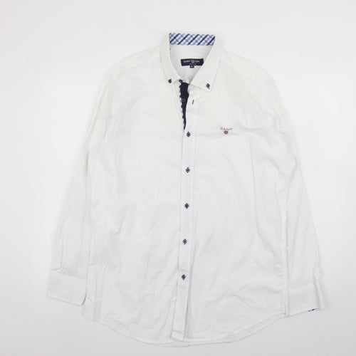 GANT USA Men's White Slim Fit XL Cotton Long Sleeve Dress Shirt