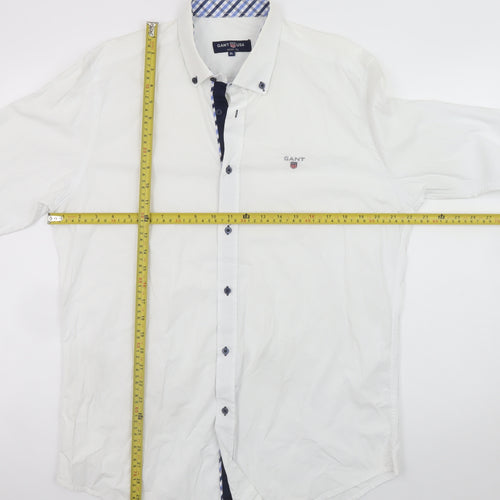 GANT USA Men's White Slim Fit XL Cotton Long Sleeve Dress Shirt