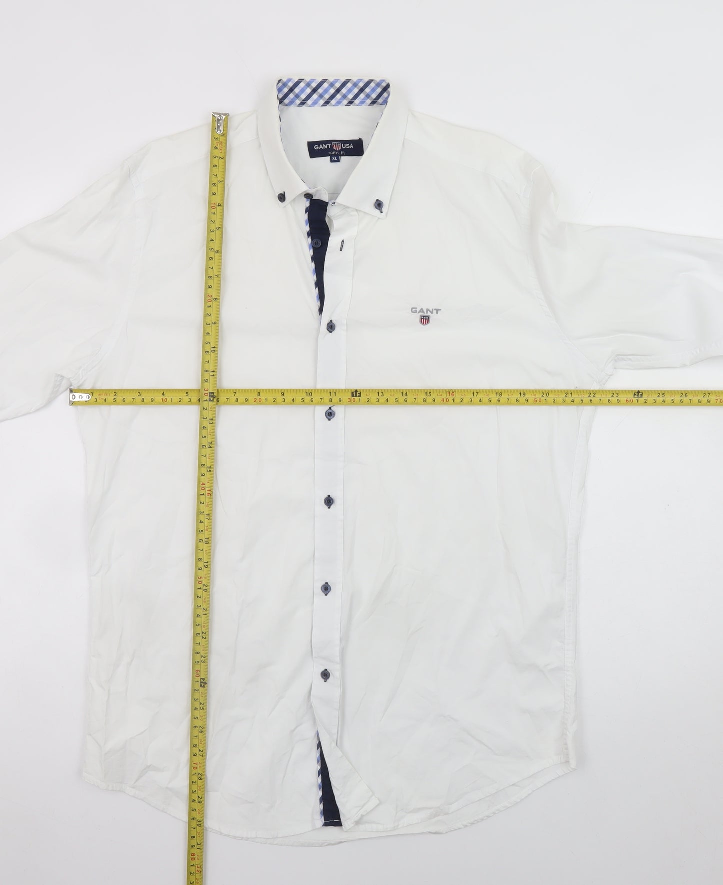 GANT USA Men's White Slim Fit XL Cotton Long Sleeve Dress Shirt