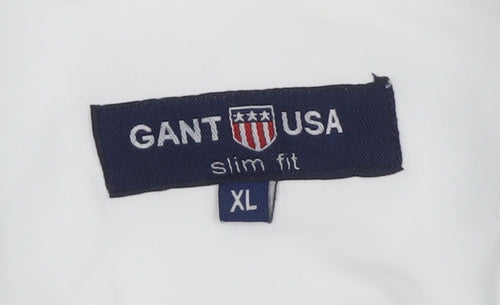 GANT USA Men's White Slim Fit XL Cotton Long Sleeve Dress Shirt