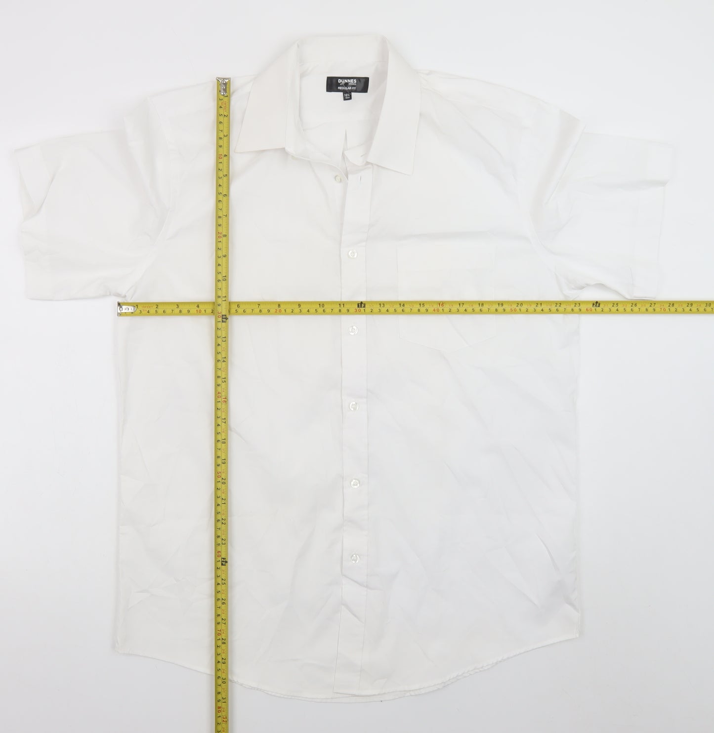 Dunnes Stores Men’s White Short Sleeve Regular Fit Dress Shirt 16.5in