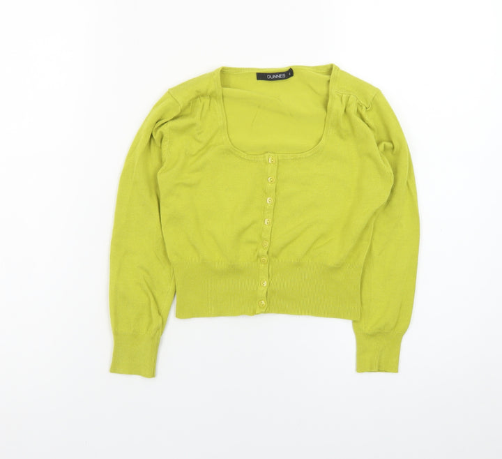 Dunnes Women’s Green Cardigan Small Square Neck Knit Top
