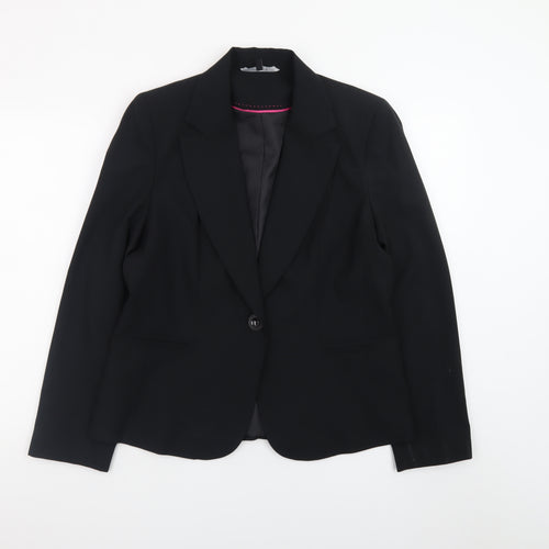 Dunnes Women Black Size 14 One-Button Blazer Jacket