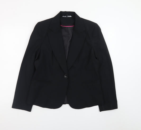 Dunnes Women Black Size 14 One-Button Blazer Jacket