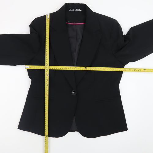 Dunnes Women Black Size 14 One-Button Blazer Jacket