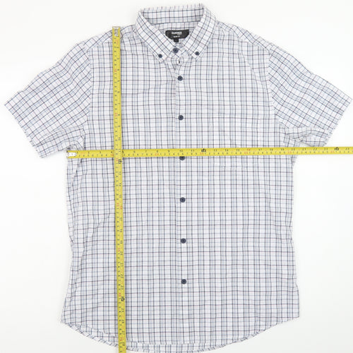 Dunnes Stores Men's Blue Check Short Sleeve Button-Up Shirt Size L