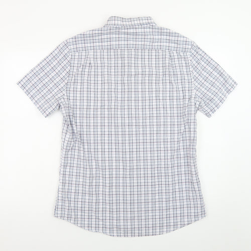 Dunnes Stores Men's Blue Check Short Sleeve Button-Up Shirt Size L