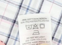 Dunnes Stores Men's Blue Check Short Sleeve Button-Up Shirt Size L