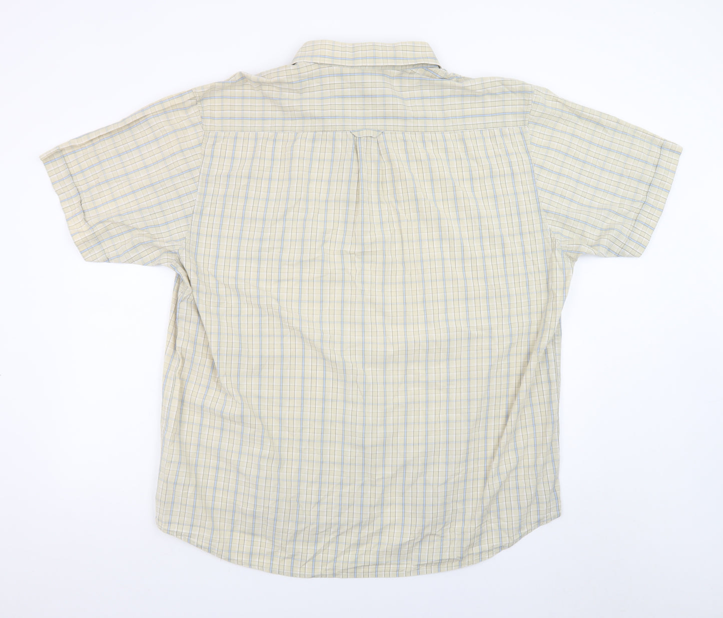 Jac Tissot Men's Beige Check Short Sleeve Cotton Button-Up Shirt 2XL