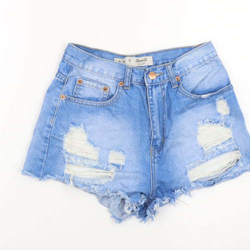 Denim Co. Womens Blue Size 10 Cut-Off Distressed Denim Shorts