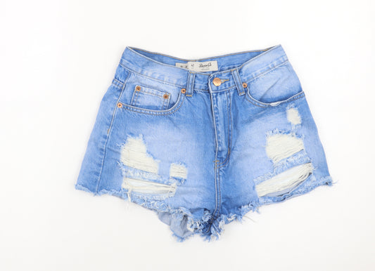 Denim Co. Womens Blue Size 10 Cut-Off Distressed Denim Shorts