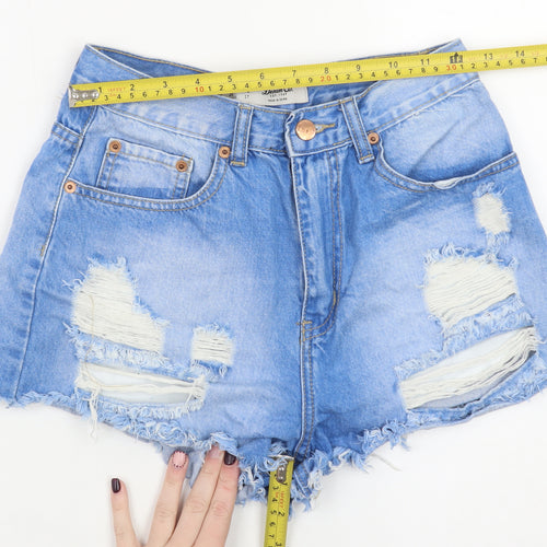 Denim Co. Womens Blue Size 10 Cut-Off Distressed Denim Shorts