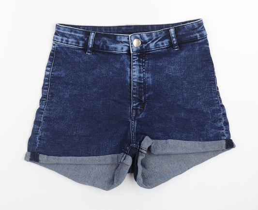 H&M Women Blue Size 8 High Waist Denim Shorts