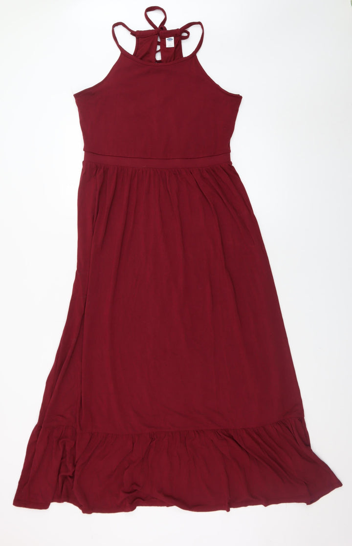 Old Navy Women Burgundy Maxi Slip Dress Size L Sleeveless Summer Style