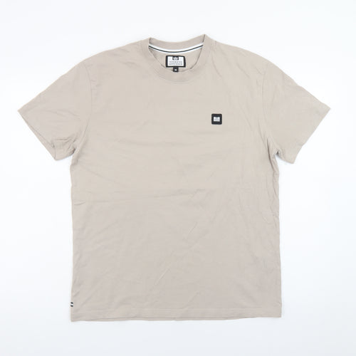 Weekend Offender Men's Beige Crew Neck Cotton T-Shirt Size M