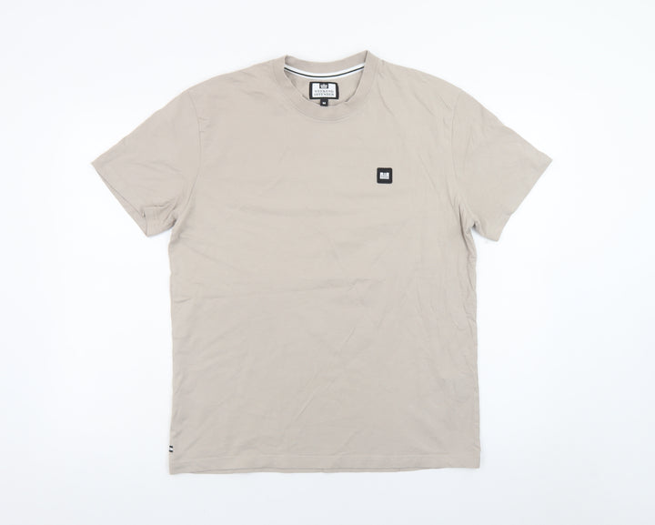 Weekend Offender Men's Beige Crew Neck Cotton T-Shirt Size M