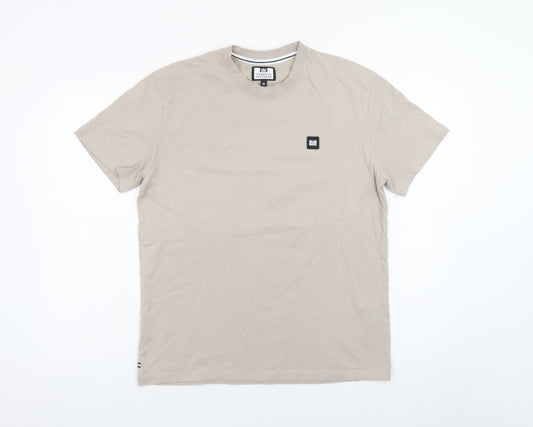 Weekend Offender Men's Beige Crew Neck Cotton T-Shirt Size M