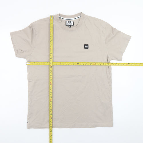 Weekend Offender Men's Beige Crew Neck Cotton T-Shirt Size M