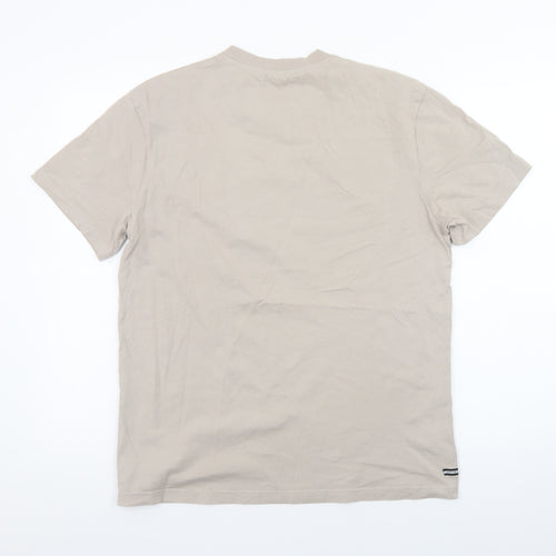 Weekend Offender Men's Beige Crew Neck Cotton T-Shirt Size M