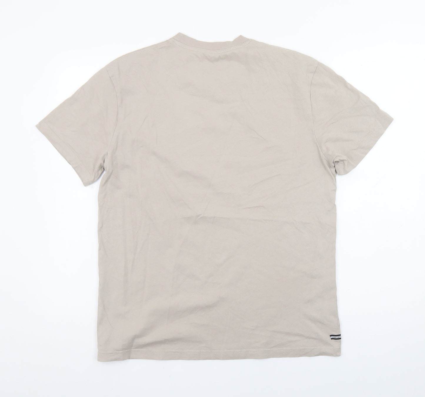 Weekend Offender Men's Beige Crew Neck Cotton T-Shirt Size M