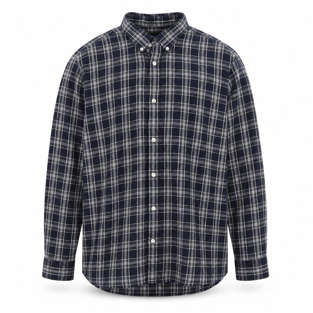 Jack & Jones Men’s Blue Check Cotton Long Sleeve Button-Up Shirt XL