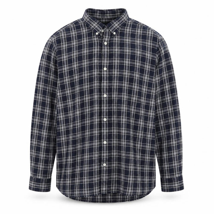 Jack & Jones Men’s Blue Check Cotton Long Sleeve Button-Up Shirt XL