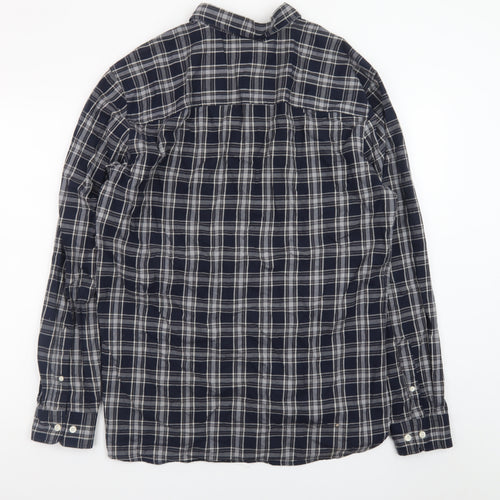 Jack & Jones Men’s Blue Check Cotton Long Sleeve Button-Up Shirt XL