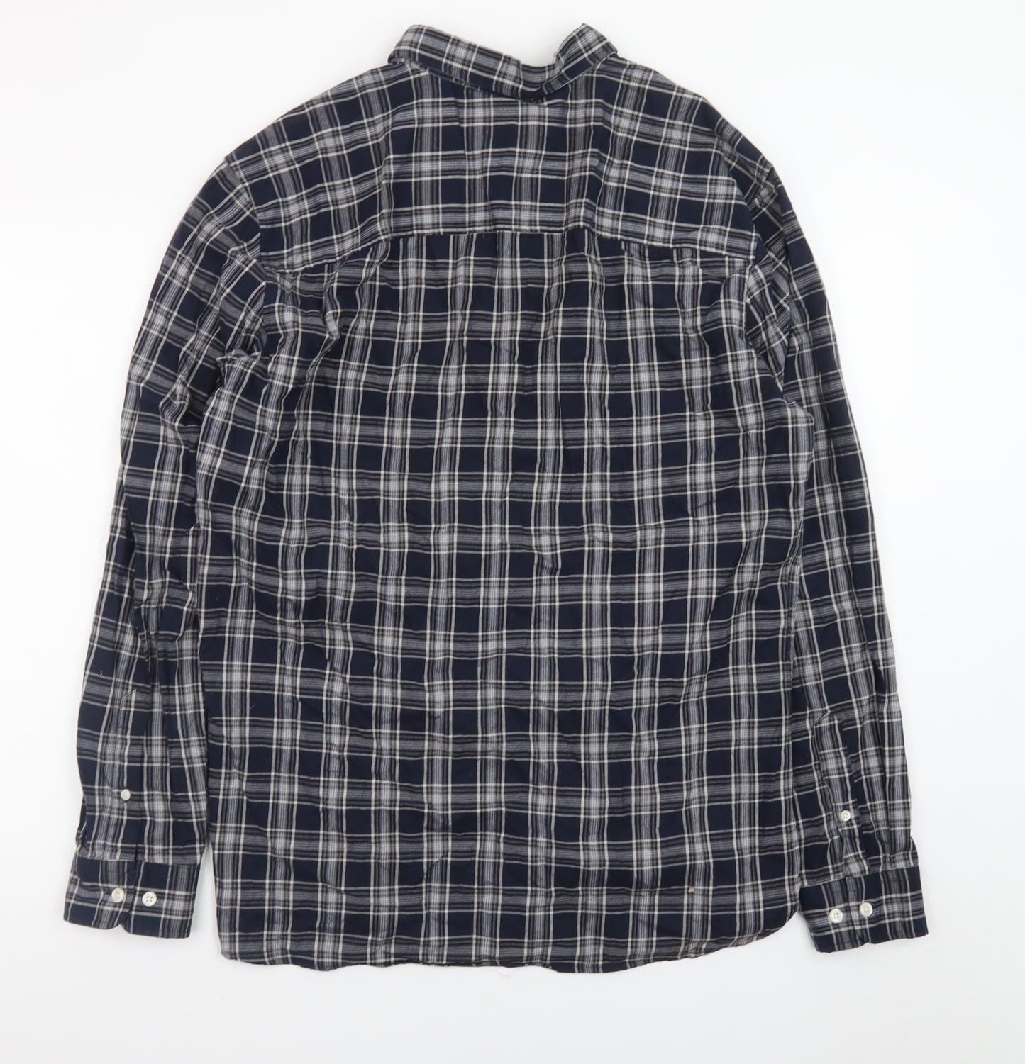 Jack & Jones Men’s Blue Check Cotton Long Sleeve Button-Up Shirt XL