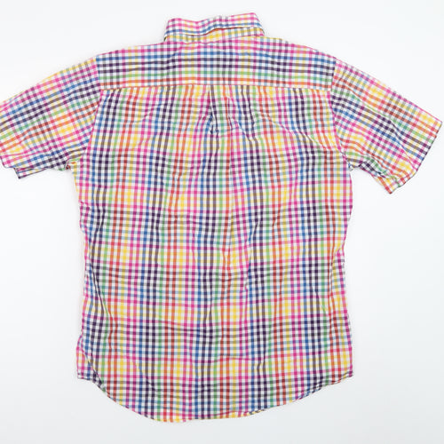 Fynch-Hatton Men's Multicoloured Checked Short Sleeve Cotton Button-Up Shirt M